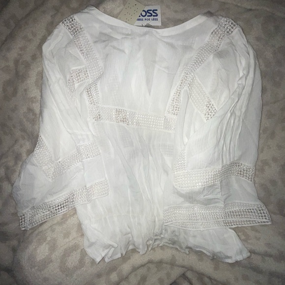*Brand new* white sheer cotton BoHo three-quarter top large. - Picture 6 of 11